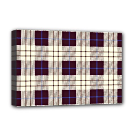 Gray, Purple And Blue Plaids Deluxe Canvas 18  X 12  (stretched)