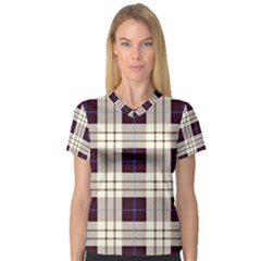 Gray, Purple And Blue Plaids V-neck Sport Mesh Tee