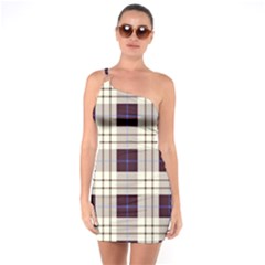 Gray, Purple And Blue Plaids One Soulder Bodycon Dress