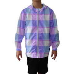 Cotton Candy Plaids - Blue, Pink, White Kids  Hooded Windbreaker