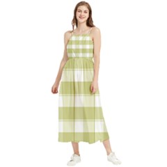 Green Tea Plaids - Green White Boho Sleeveless Summer Dress by ConteMonfrey