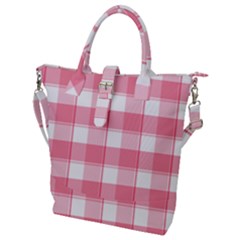 Pink And White Plaids Buckle Top Tote Bag by ConteMonfrey