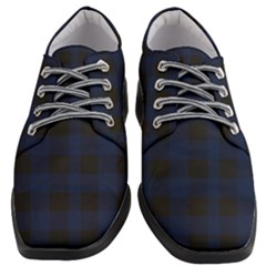 Black And Dark Blue Plaids Women Heeled Oxford Shoes by ConteMonfrey