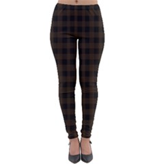Brown And Black Small Plaids Lightweight Velour Leggings by ConteMonfrey
