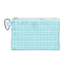 Turquoise Small Plaids Lines Canvas Cosmetic Bag (medium) by ConteMonfrey