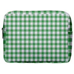 Straight Green White Small Plaids Make Up Pouch (large) by ConteMonfrey