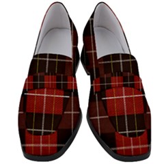Modern Red Plaids Women s Chunky Heel Loafers by ConteMonfrey