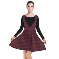 Dark Red Small Plaids Lines Plunge Pinafore Dress by ConteMonfrey