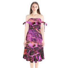 Mirror Fractal Shoulder Tie Bardot Midi Dress by Sparkle