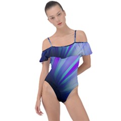Mirror Fractal Frill Detail One Piece Swimsuit by Sparkle