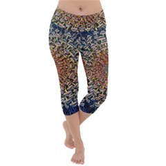 Mirror Fractal Lightweight Velour Capri Yoga Leggings by Sparkle