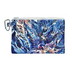 Cobalt Delta Canvas Cosmetic Bag (large) by kaleidomarblingart