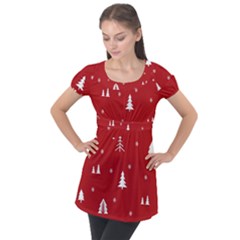 Abstract-cute-christmas Seamless Puff Sleeve Tunic Top by nateshop