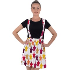 Abstract-flower Velvet Suspender Skater Skirt by nateshop