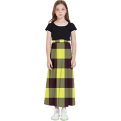 Black And Yellow Plaids Kids  Flared Maxi Skirt by ConteMonfrey