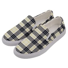 Gray And Yellow Plaids  Men s Canvas Slip Ons by ConteMonfrey