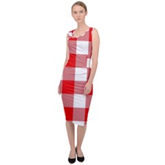 Red And White Plaids Sleeveless Pencil Dress by ConteMonfrey