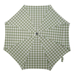 Green Tea White Small Plaids Hook Handle Umbrellas (small) by ConteMonfrey