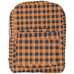 Orange Black Small Plaids Full Print Backpack by ConteMonfrey