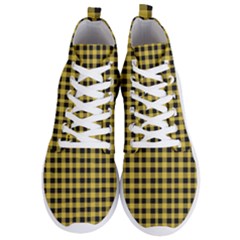 Black And Yellow Small Plaids Men s Lightweight High Top Sneakers by ConteMonfrey