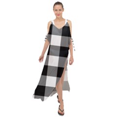 Black And White Classic Plaids Maxi Chiffon Cover Up Dress by ConteMonfrey