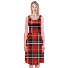 Black, White And Red Classic Plaids Midi Sleeveless Dress by ConteMonfrey