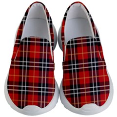 Black, White And Red Classic Plaids Kids Lightweight Slip Ons by ConteMonfrey