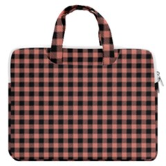 Straight Black Pink Small Plaids  Macbook Pro 16  Double Pocket Laptop Bag  by ConteMonfrey