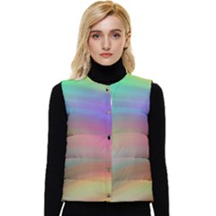 Background-rainbow Women s Short Button Up Puffer Vest