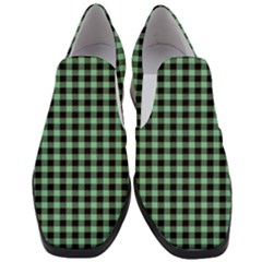 Straight Green Black Small Plaids   Women Slip On Heel Loafers by ConteMonfrey