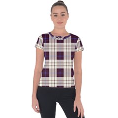 Purple, Blue And White Plaids Short Sleeve Sports Top  by ConteMonfrey