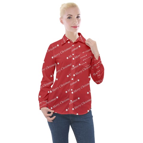 Cute Christmas Red Women s Long Sleeve Pocket Shirt by nateshop