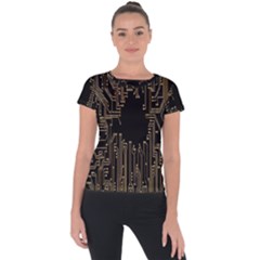 Circuit-board Short Sleeve Sports Top  by nateshop