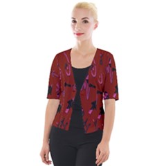Doodles Maroon Cropped Button Cardigan by nateshop