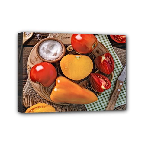 Tomatoes And Bell Pepper - Italian Food Mini Canvas 7  X 5  (stretched) by ConteMonfrey