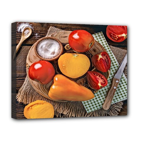 Tomatoes And Bell Pepper - Italian Food Deluxe Canvas 20  X 16  (stretched) by ConteMonfrey