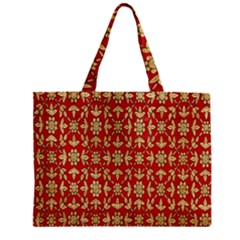 Gold-red Flower Zipper Mini Tote Bag by nateshop