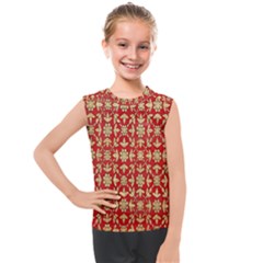 Gold-red Flower Kids  Mesh Tank Top by nateshop