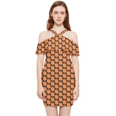 Cute Pumpkin Black Small Shoulder Frill Bodycon Summer Dress by ConteMonfrey
