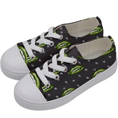 Green Vampire Mouth - Halloween Modern Decor Kids  Low Top Canvas Sneakers by ConteMonfrey