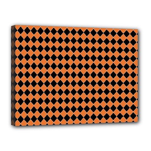 Halloween Black Orange Plaids Canvas 16  X 12  (stretched) by ConteMonfrey