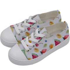 Fruit Summer Vitamin Watercolor Kids  Low Top Canvas Sneakers by Wegoenart