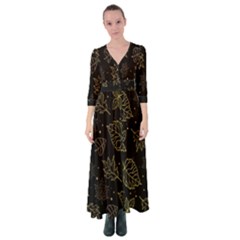 Leaves-01 Button Up Maxi Dress