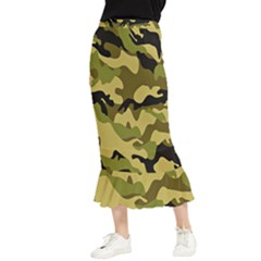 Army Camouflage Texture Maxi Fishtail Chiffon Skirt