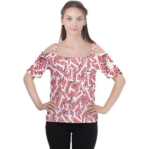 Merry-christmas Cutout Shoulder Tee by nateshop