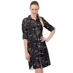 Seamless-pattern Long Sleeve Mini Shirt Dress by nateshop