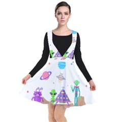 Alien Ufo Star Universe Star Vector Image Plunge Pinafore Dress by Jancukart