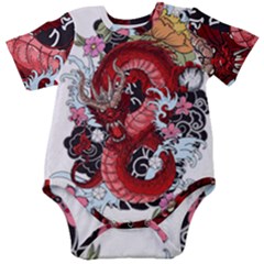 Drawing Red Dragon Legendary Baby Short Sleeve Onesie Bodysuit by Jancukart