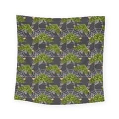 Halloween - Green Roses On Spider Web  Square Tapestry (small) by ConteMonfrey