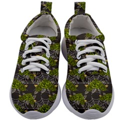 Halloween - Green Roses On Spider Web  Kids Athletic Shoes by ConteMonfrey
